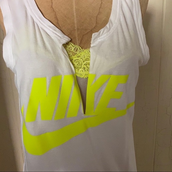 SACAI x NIKE sz S Tank Top White Volt Lace NIKELAB - Picture 3 of 14